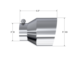 MBRP Universal T304 Stainless Steel Tip, 3in ID / 5in OD Out / 6.5in Length / Angle Cut Single Wall - Image 2