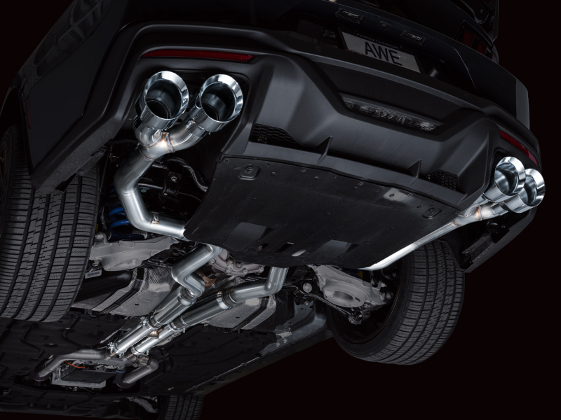 AWE 2024 Ford Mustang Dark Horse S650 RWD Track Edition Catback Exhaust w/ Quad Chrome Silver Tips - Image 13