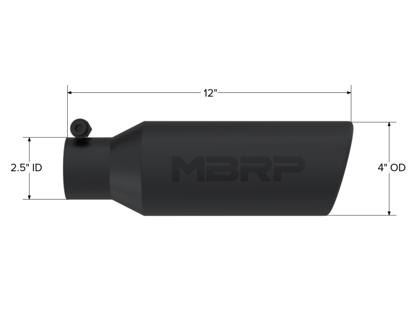 MBRP Universal Tip 4in O.D. Angled Rolled End 2.5in inlet 12in length Black - Image 3
