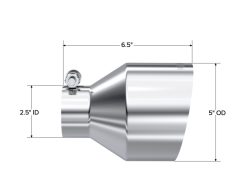 MBRP Universal T304 Stainless Steel Tip 2.5in ID / 5in OD Out / 6.5in Length Angle Cut Single Wall - Image 3