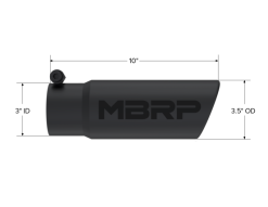 MBRP Universal Tip 3-1/2in O.D. Angled Rolled End - 3in ID Inlet 10in Length - Black - Image 3