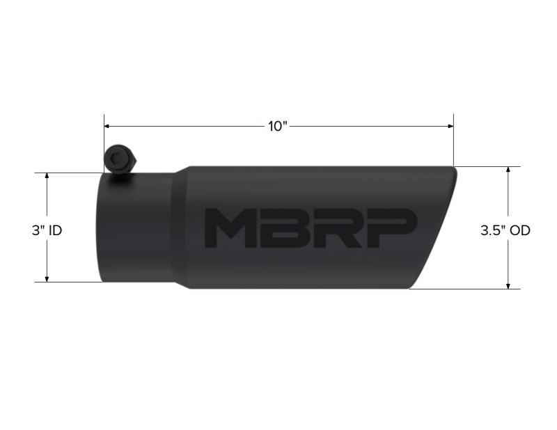 MBRP Universal Tip 3-1/2in O.D. Angled Rolled End - 3in ID Inlet 10in Length - Black - Image 3