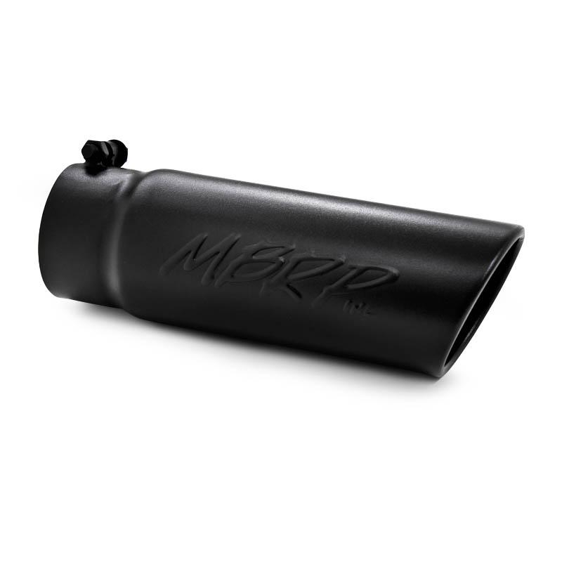 MBRP Universal Tip 4 O.D. Angled Rolled End 3.5 inlet 10 length- Black Finish - Image 3