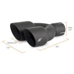 Mishimoto Dual Offset Tips 2.5in Inlet 3in Outlet Slash Cut - Black - Image 6