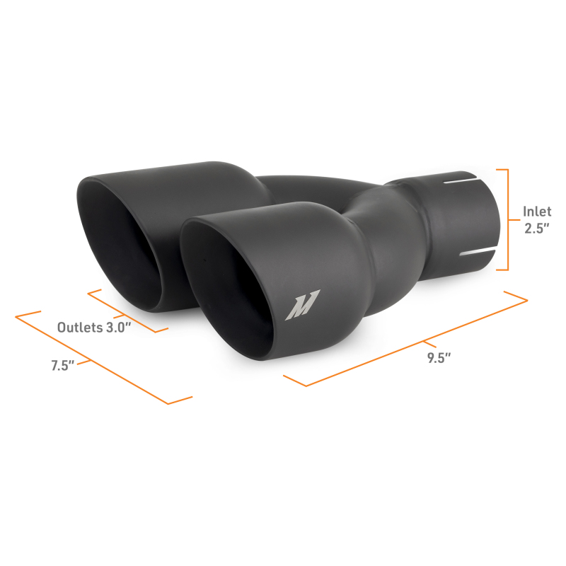 Mishimoto Dual Offset Tips 2.5in Inlet 3in Outlet Slash Cut - Black - Image 6