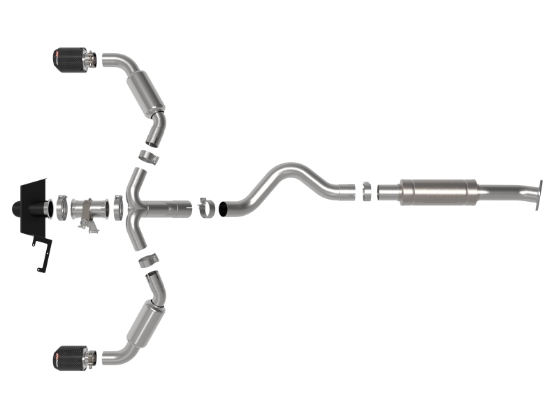aFe 23-24 Toyota GR Corolla L3 1.6L (t) Gemini XV 3in to 2-1/2in CatBack Exhaust w/Carbon Fiber Tips - Image 3