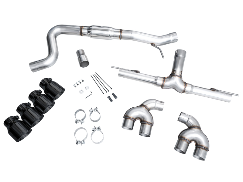 AWE MK8 Volkswagen Golf R 3in Track Edition Quad Exhaust - Diamond Black Tips - Image 12