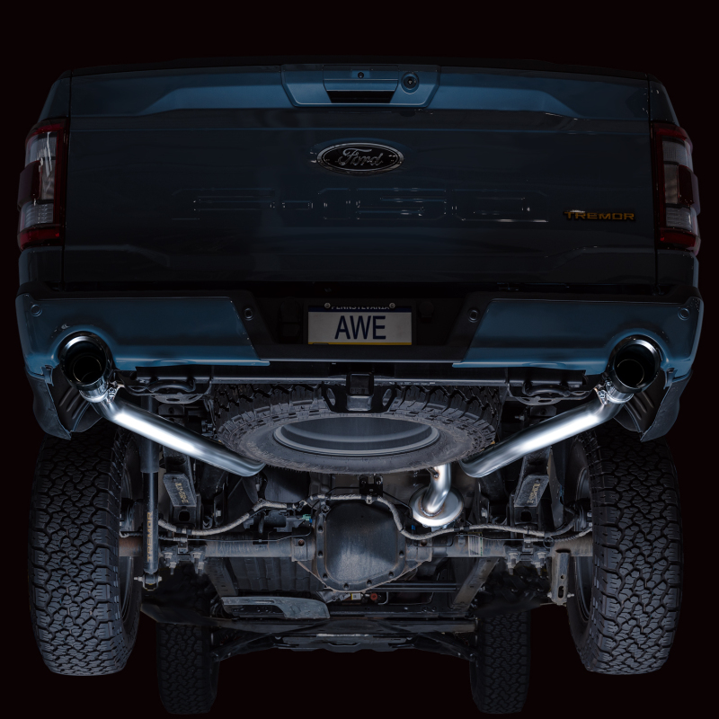 AWE Tuning 2021+ Ford F-150 Tremor (w/ Bumper Cutouts) 0FG Resonated Catback - Diamond Black Tips - Image 19