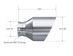 Alternative view of MBRP 15-23 Dodge Charger 5.7L/6.2L/6.4L T304 3in ID / 5in OD Out / 8in Length Angle Cut SS Tip