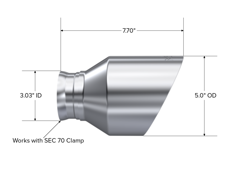 MBRP 15-23 Dodge Charger 5.7L/6.2L/6.4L T304 3in ID / 5in OD Out / 8in Length Angle Cut SS Tip - Image 2