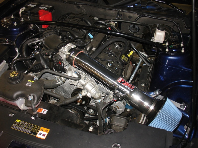 Injen 11-13 Ford Mustang V6 3.7L Wrinkle Black Power-Flow Air Intake System - Image 4