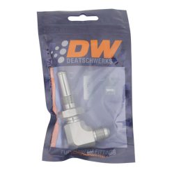 Alternative view of DeatschWerks 6AN Male Flare to 90-Degree 3/8in Single Hose Barb - Anodized DW Titanium