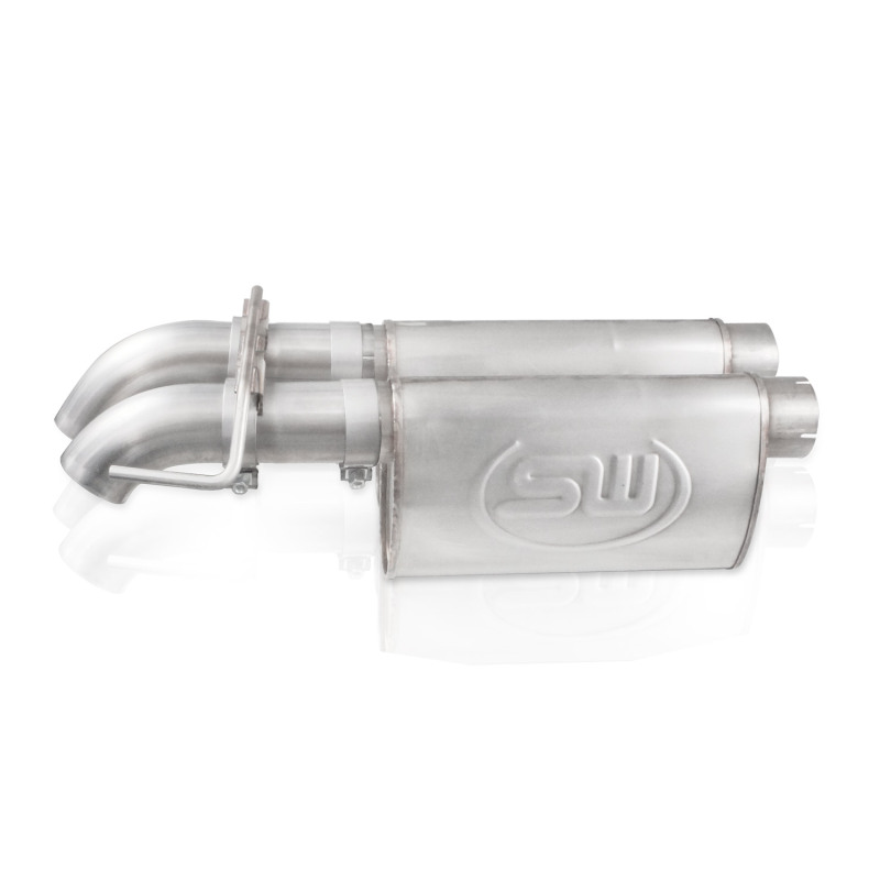 Stainless Works 2010-14 Ford Raptor 3in Exhaust Chambered Mufflers Dump Exit - Image 3