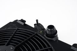 CSF Universal Half Radiator w/-16AN & Slip-On Fittings/12in SPAL Fan & Shroud - Black Finish - Image 3