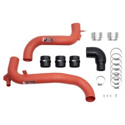 Alternative view of Injen 21-23 Ford Bronco L4-2.3L Turbo EcoBoost SES Intercooler Pipes Wrinkle Red