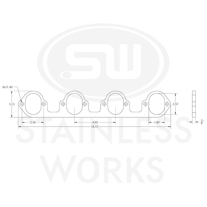 Stainless Works Big Block Ford Flat Tall Oval Port Header 304SS Exhaust Flanges 2-1/4in Primaries - Image 5