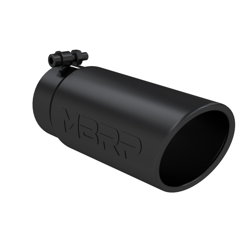 MBRP Universal Tip 4 O.D. Angled Rolled End 3.5 inlet 10 length- Black Finish - Image 2
