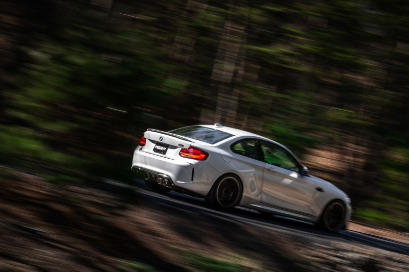 MBRP 18-22 BMW M2 Competition 3.0L T304 SS 3in Resonator-Back Exhaust Quad Rear w/ Carbon Fiber Tips - Image 3