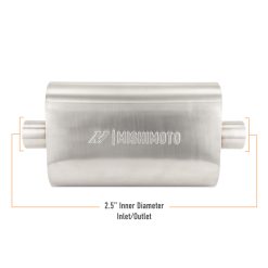 Alternative view of Mishimoto Universal Muffler with 2.5in Center Inlet/Outlet - Brushed