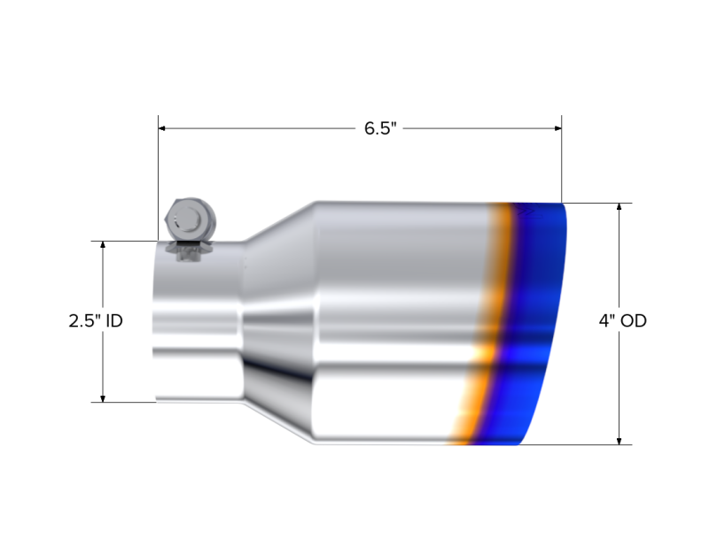 MBRP Burnt End Tip 2.5 ID 4 ID Out 6.5 length Single Wall Angle Cut 304 Stainless Steel - Image 5