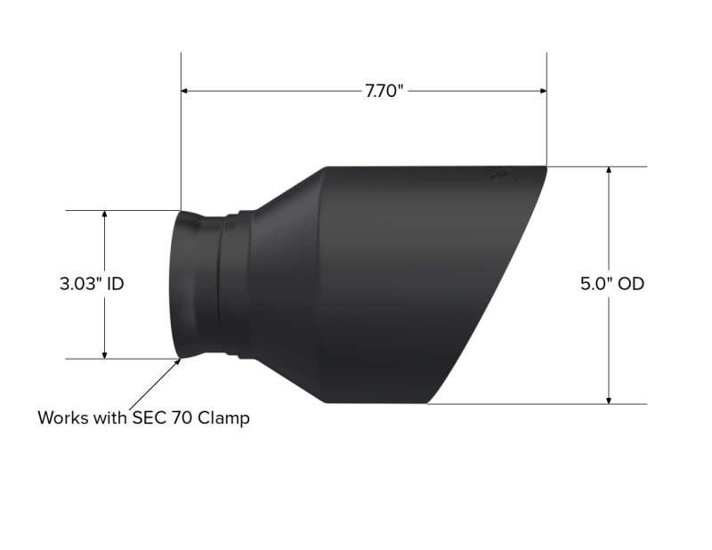 MBRP 15-23 Dodge Charger 5.7L/6.2L/6.4L T304 3in ID / 5in OD Out / 8in Length Angle Cut Black Tip - Image 2