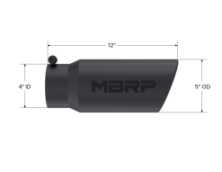 MBRP Universal Tip 5 O.D. Angled Rolled End 4 inlet 12 length - Black Finish - Image 4