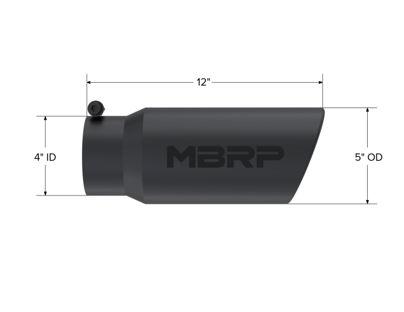 MBRP Universal Tip 5 O.D. Angled Rolled End 4 inlet 12 length - Black Finish - Image 4