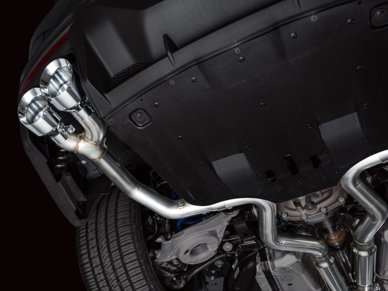 AWE 2024 Ford Mustang Dark Horse S650 RWD Track Edition Catback Exhaust w/ Quad Chrome Silver Tips - Image 2