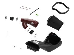 Alternative view of aFe 17-24 Ford F-150 Track Series Red Kevlar Carbon Fiber C/A Intake System w/Black Pro 5R Filter
