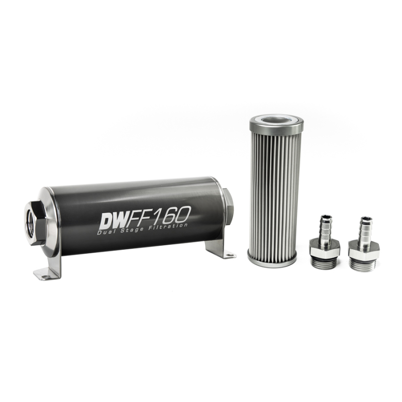 DeatschWerks Stainless Steel 3/8in 10 Micron Universal Inline Fuel Filter Housing Kit (160mm) - Image 2