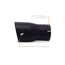 Mishimoto Clamo-On Single Wall Exhaust Tip 5in Outlet - Black - Image 2