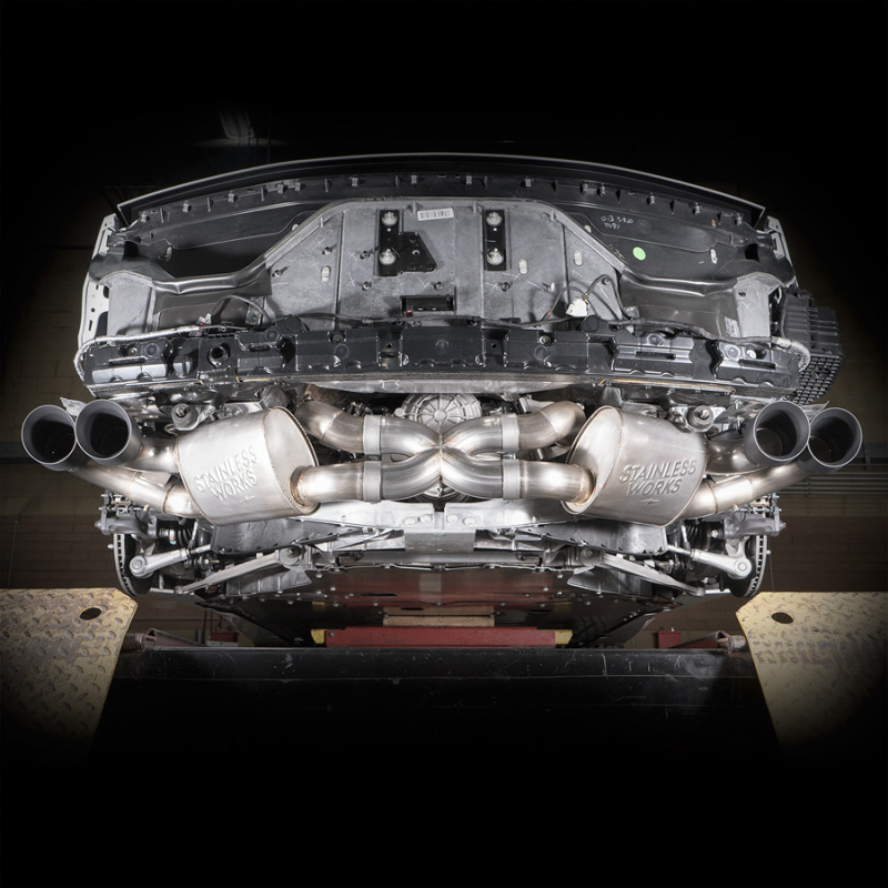 Stainless Works 20-21 Chevrolet Corvette C8 6.2L Legend Cat-Back Exhaust w/ Matte Black Tips - Image 10