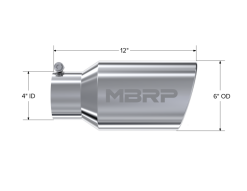 MBRP Universal Tip 6 O.D. Angled Rolled End 4 inlet 12 length - Image 4