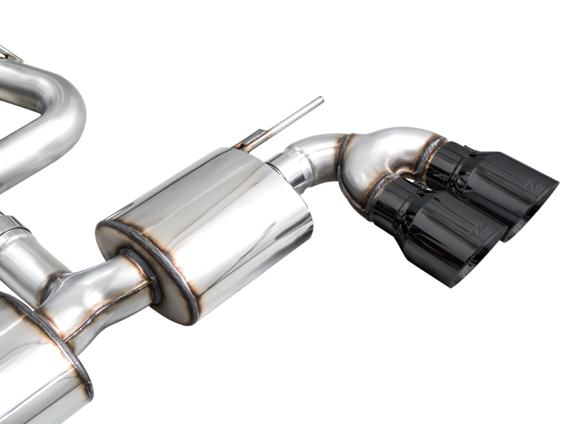AWE MK8 Volkswagen Golf R 3in Touring Edition Quad Exhaust - Diamond Black Tips - Image 10