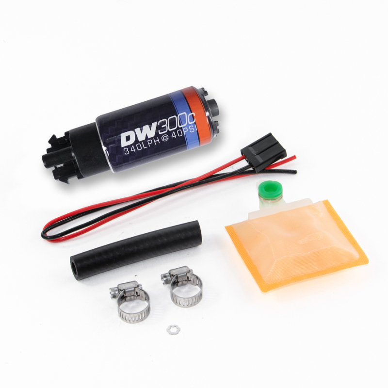 DeatschWerks 340lph DW300C Compact Fuel Pump w/ Universal Install Kit (w/ Mounting Clips) - Image 4