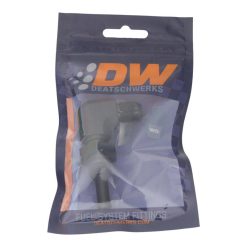 Alternative view of DeatschWerks 6AN Male Flare to 5/16in Male Barb Bulkhead Adapter 90-Degree - Anodized Matte Black