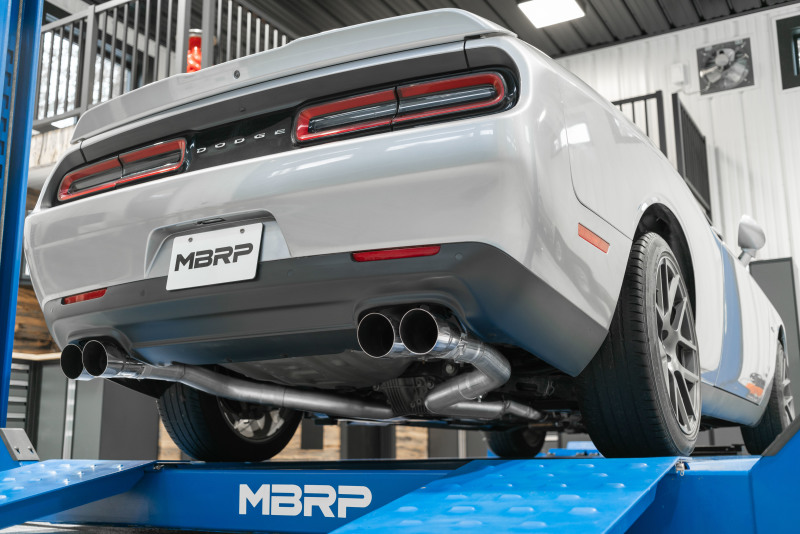 MBRP 15-16 Dodge Challenger 5.7L HEMI SS 3in Quad Split Rear Exit w/ Carbon Fiber Tips - T304 - Image 5