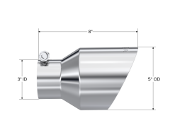 MBRP Universal T304 Stainless Steel Tip  3on ID / 5in OD Out / 8in Length Angle Cut Dual Wall - Image 5