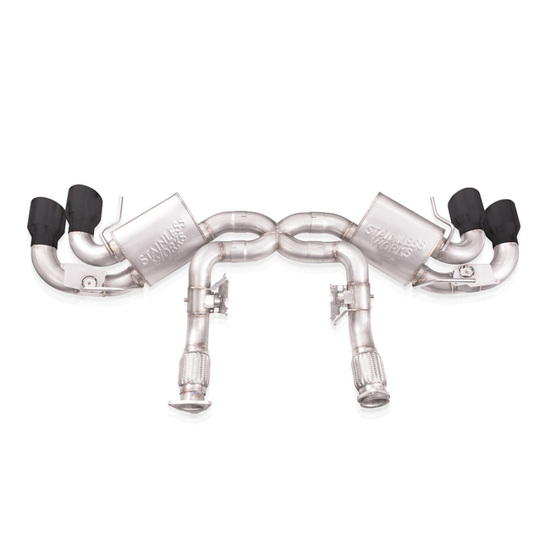 Stainless Works 20-21 Chevrolet Corvette C8 6.2L Legend Cat-Back Exhaust w/ Matte Black Tips - Image 4