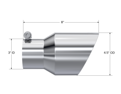 MBRP Universal Tip 4.5in O.D. Dual Wall Angled 3in inlet 8in length T304 - Image 3