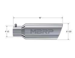MBRP Universal Tip 6in OD Rolled End 4in Inlet 18in Length T304 - Image 4