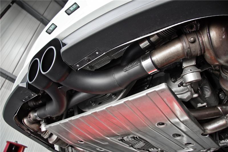 MBRP 14-15 Porsche GT3/GT3RS 3in Center Muffler Bypass 4in Tips - Black Coated - Image 6