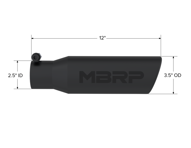 MBRP Universal Tip 3in O.D. Angled Rolled End 2 inlet 12 length - Black Finish - Image 4
