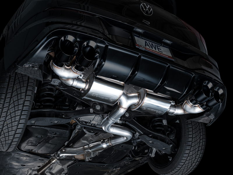 AWE MK8 Volkswagen Golf R 3in Touring Edition Quad Exhaust - Diamond Black Tips - Image 15