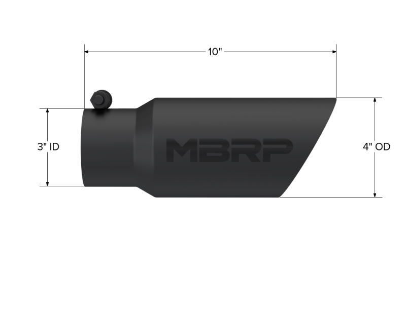 MBRP Universal Tip 4in OD 3in Inlet 10in Length Dual Wall Angled End Black - Image 2