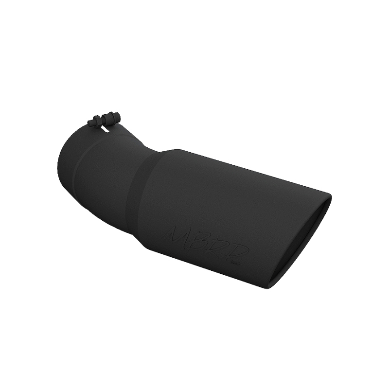 MBRP Universal Tip 6in OD 5in Inlet 15.5in Length 30 Deg Bend Angled Rolled End Black - Image 2