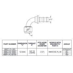 Alternative view of Mishimoto 180 Degree Push Lock Fitting - 8AN