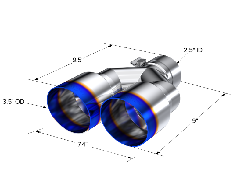 MBRP Universal T304 SS Dual Burnt End Tip 3.5in OD/2.5in Inlet - Image 5