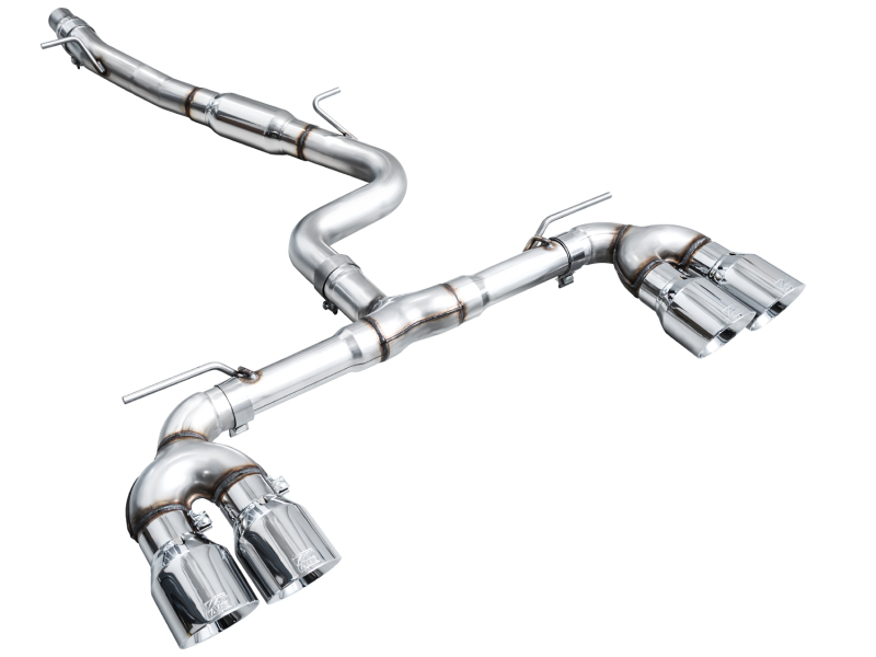 AWE MK8 Volkswagen Golf R 3in Track Edition Quad Exhaust - Chrome Silver Tips - Image 8