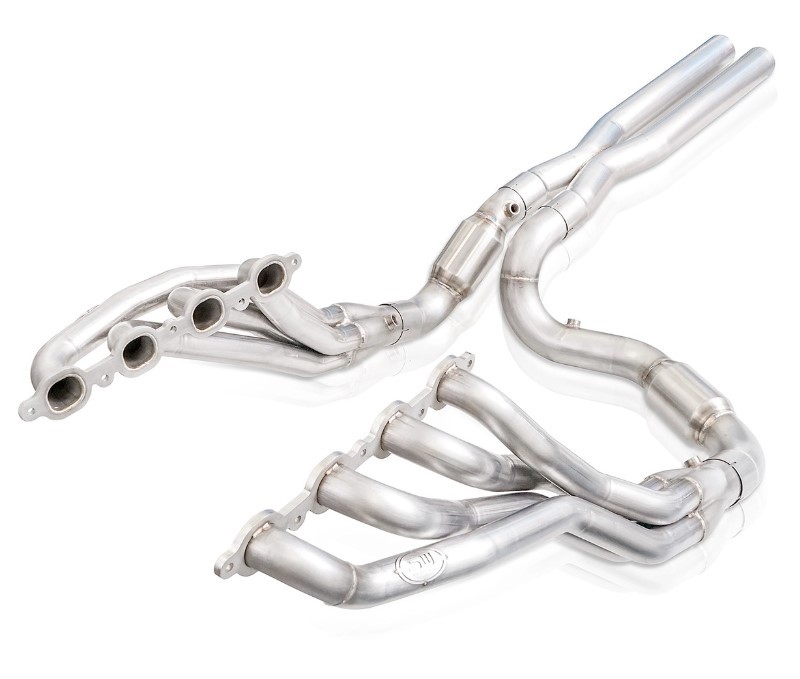 Stainless Works 2019+ Chevrolet Silverado 5.3/6.2 Catted Headers 1-7/8in Primaries 3in Leads X-Pipe - Image 2